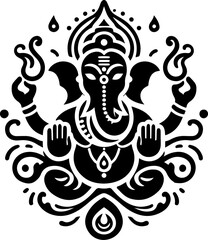 silhouette vector illustration sketch design icon logo symbol mythology god ganesha in hindu religion teachings ethnic classic vintage traditional 