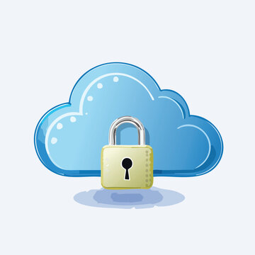 Cloud and Lock Icon Isolated on White &ndash; Secure Cloud Storage Concept, Cybersecurity, Data Protection, Network Safety, Digital Privacy Symbol for Web, App UI, or Technology Illustration Use