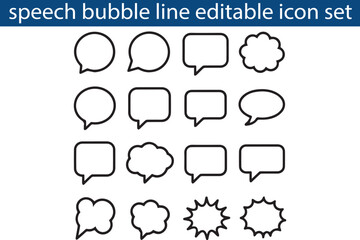 speech bubble line editable icon set.