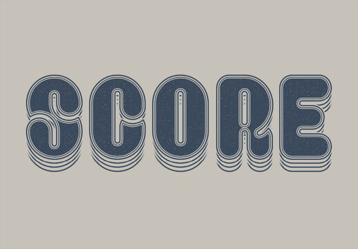 Blue Rounded Lines Layered Font Striped 3D Retro Text Effect