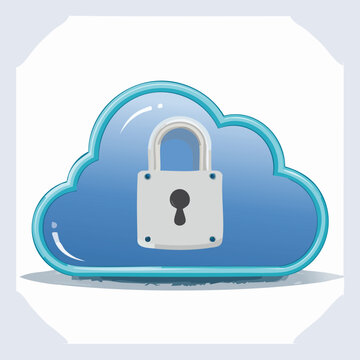 Cloud and Lock Icon Isolated on White &ndash; Secure Cloud Storage Concept, Cybersecurity, Data Protection, Network Safety, Digital Privacy Symbol for Web, App UI, or Technology Illustration Use