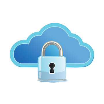 Cloud and Lock Icon Isolated on White &ndash; Secure Cloud Storage Concept, Cybersecurity, Data Protection, Network Safety, Digital Privacy Symbol for Web, App UI, or Technology Illustration Use