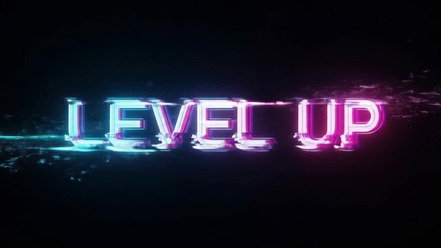 Retro Neon Level Up Graphic Animation