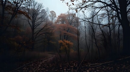 Misty Autumn Forest Path