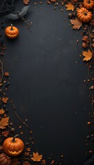 Haunted House on Halloween Night with Full Moon and Pumpkins