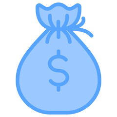 Naklejka premium Money Bag Blue Icon