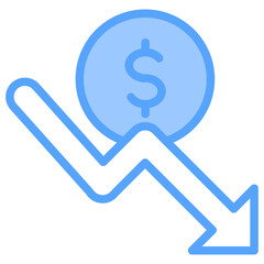 Money Loss Blue Icon