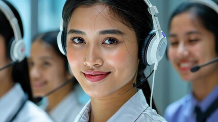 Empathetic Agent: A portrait of an asian female, in the customer service department, showcasing warmth and compassion in providing technical support - Powered by Adobe