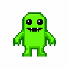 Fototapeta premium Charming Pixelated Blue Monster A Delightful Digital Character for Creative Projects and Playful Designs, Perfect for Games and Illustrations