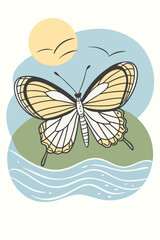 butterfly on blue background