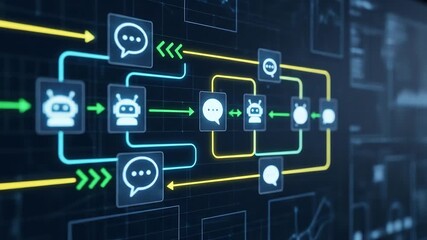 Dynamic AI Chatbot Workflow Automation Data Flow Diagram for Machine Learning Processes - Powered by Adobe