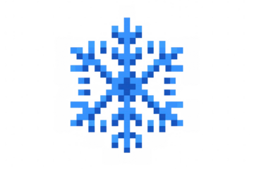 Pixelated blue snowflake floating against transparent backdrop, adding wintry festive charm to digital graphic designs