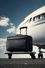 Ready for Takeoff Luggage on Cart Awaiting Flight Adventure, Travel and Business Trip