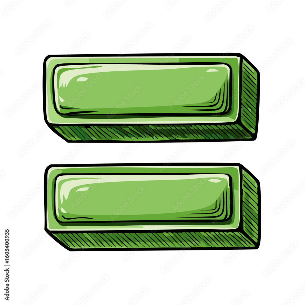 Poster two green rectangle buttons in parallel arranged vertically for digital interface usage