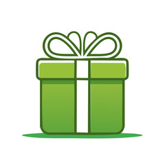 Illustration of a Green Gift Box with Ribbon, Present for Special Celebration and Festive Occasions