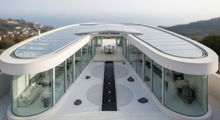 Obraz premium Modern Architecture: Serene Hillside Home