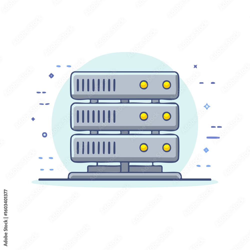 Poster isolated server data storage set, hosting technology and networking concept, computer mainframe hard
