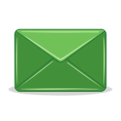 Closed Green Envelope Illustration, Postal Mailing Delivery Symbol, Correspondence