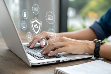 Document management concept, ERP Enterprise Resource Planning, online documentation database, and digital file storage system.