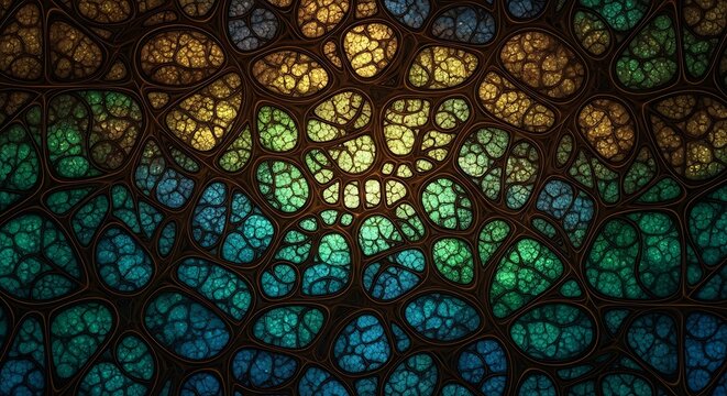 Fototapeta Abstract fractal pattern with organic shapes, earthy tones and vibrant gradients making complex