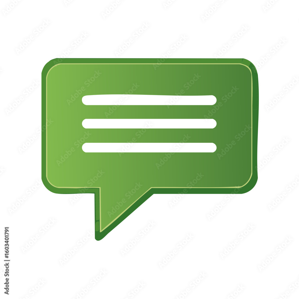 Poster green speech bubble with horizontal lines for text box message communication