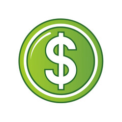 Obraz premium Green Dollar Coin Icon Symbolizing Finance Investment or Earning Growth and Wealth