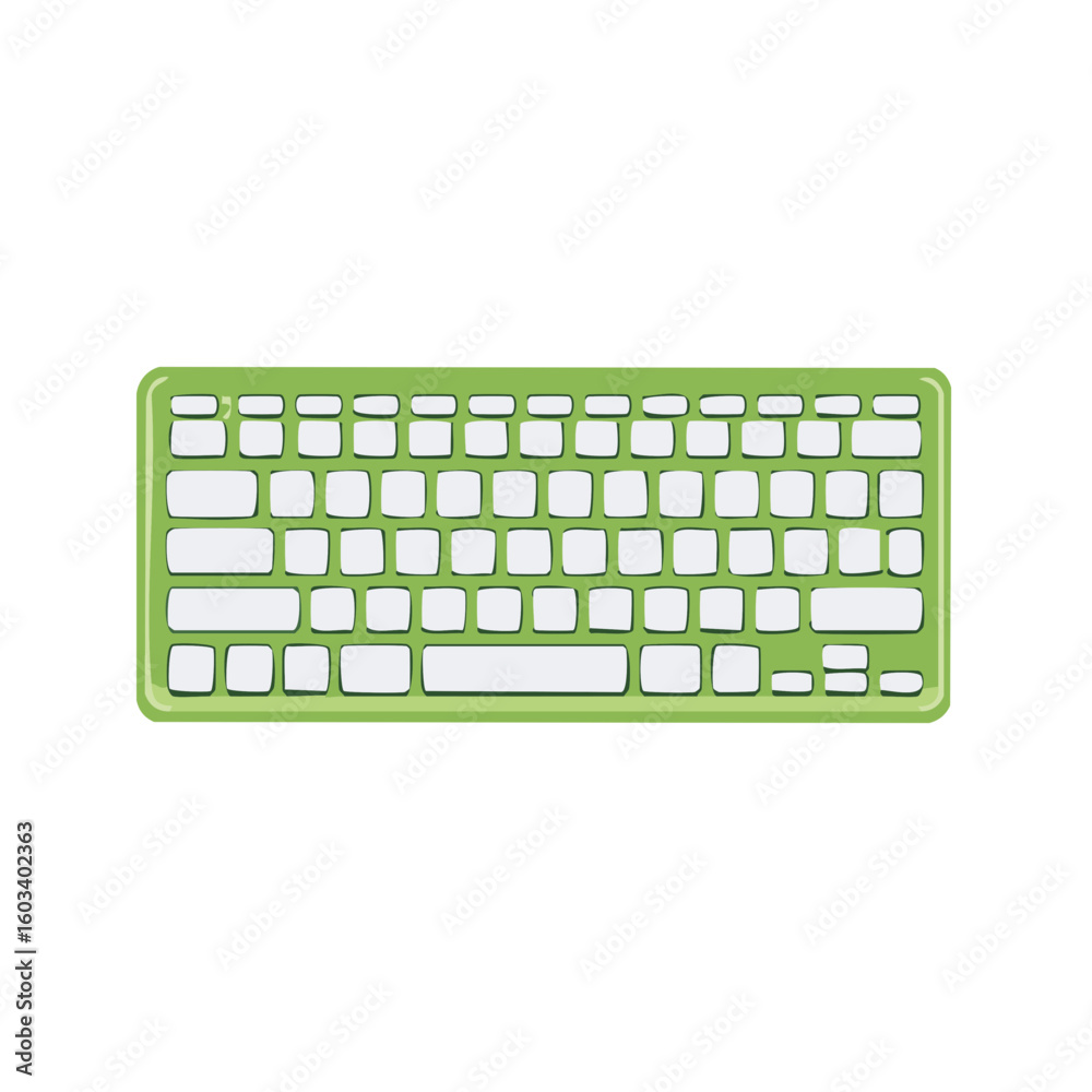Poster green computer keyboard illustration style keys buttons technology device input hardware
