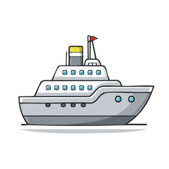 Obraz premium Cartoon cruise ship with red flag for tourism, travel, and vacation concepts