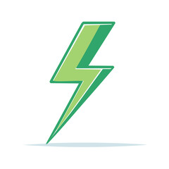 Green lightning bolt icon or symbol indicating power, energy, electricity, charge, or flash in a flat illustration style.