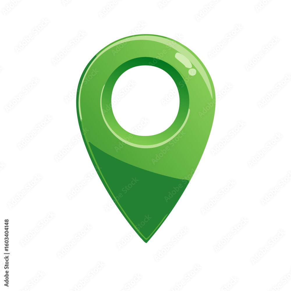 Poster shiny green location pin pointer representing navigation and maps or travel destinations