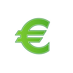 Obraz premium Vibrant green euro symbol representing finance banking and currency on a white background