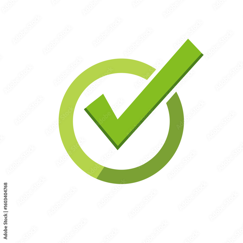 Poster green check mark within a circle for acceptance, verification, or confirmation concepts for websites