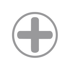 Obraz premium Gray Plus Sign in Circle Shape, Medical Aid Symbol, Addition Sign, Mathematics Symbol
