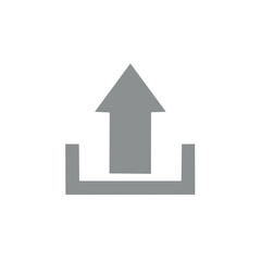 Upload Symbol: Gray Arrow Ascending from Bracket Illustrating Digital Transfer, Data Transmission