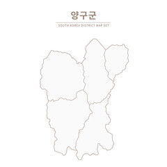 A vector illustration map of local cities in Gangwon Province, South Korea.