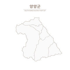 A vector illustration map of local cities in Gangwon Province, South Korea.