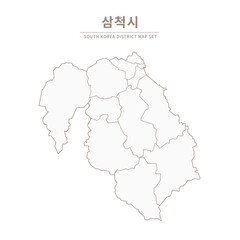 A vector illustration map of local cities in Gangwon Province, South Korea.