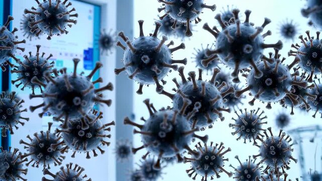 Virus microscopic 3D display material COVID-19 medical research