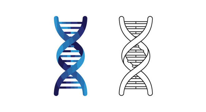 Illustration showing a blue dna strand and a black and white dna strand design