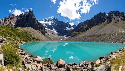 Obraz premium Turquoise Mountain Lake Panorama