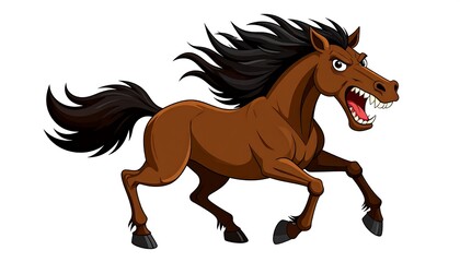 Cartoon horse running with an angry expression