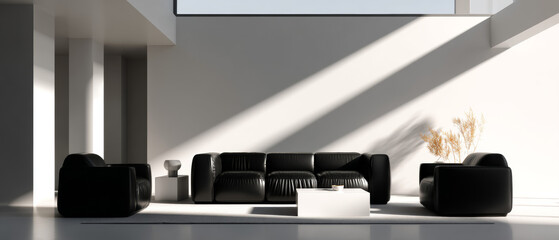Ultra-Minimalist Black and White Interior Inspired by Bauhaus Style
