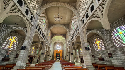 Fototapeta premium Palermo, Tamesis, Antioquia - Colombia. July 22, 2025. Saint Teresa of Avila Parish, Catholic Church
