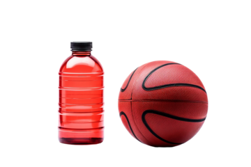 Water bottle resting atop medicine ball