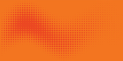 Dots halftone orange color pattern gradient texture with technology digital background. Dots pop art comics modern orange background