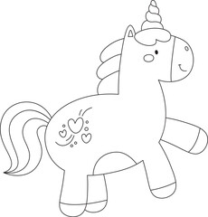 Unicorn with Hearts Doodle
