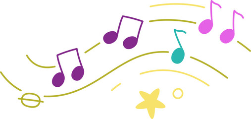 Musical Notes and Swirls Doodle