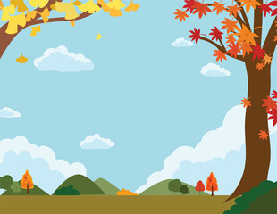 Autumn Landscape with Trees and Sky