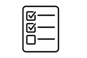 Checklist icon displaying two checked, one unchecked box, symbolizing task management, progress tracking on transparent background, minimalist design