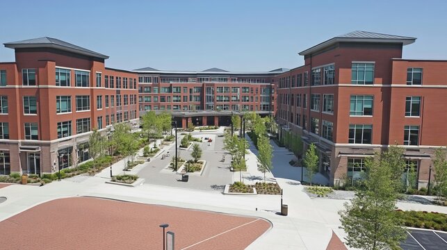 Modern office complex with courtyard